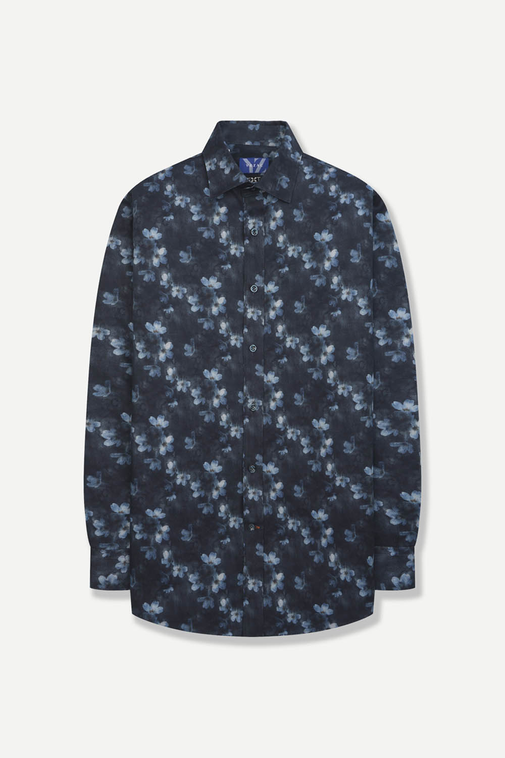 [예작] 면 100% 데님프린트 레귤러핏 캐주얼 셔츠 네이비