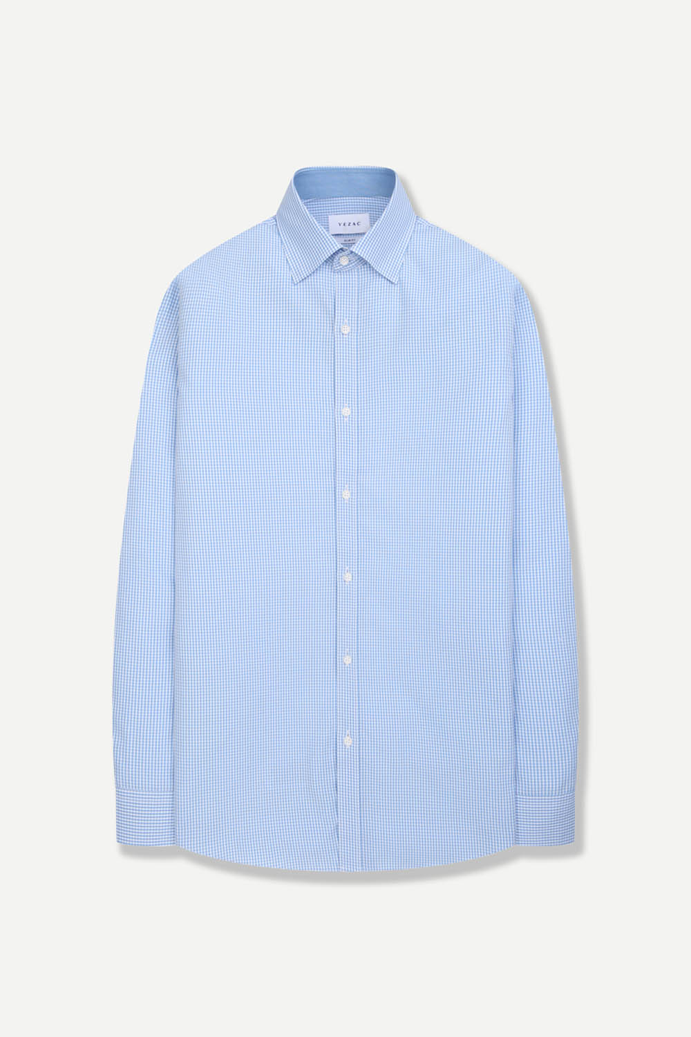 [예작] 실키 터치 스몰 체크 슬림핏 셔츠 블루